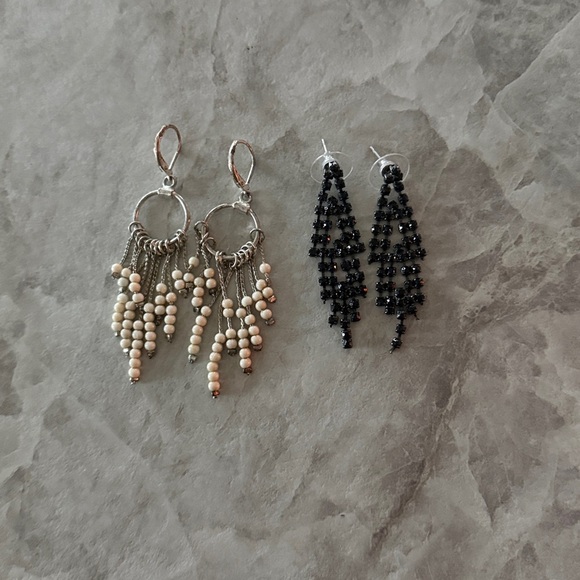 Black and White Dangle Earrings Set Bundle 4 Pairs - Picture 6 of 7